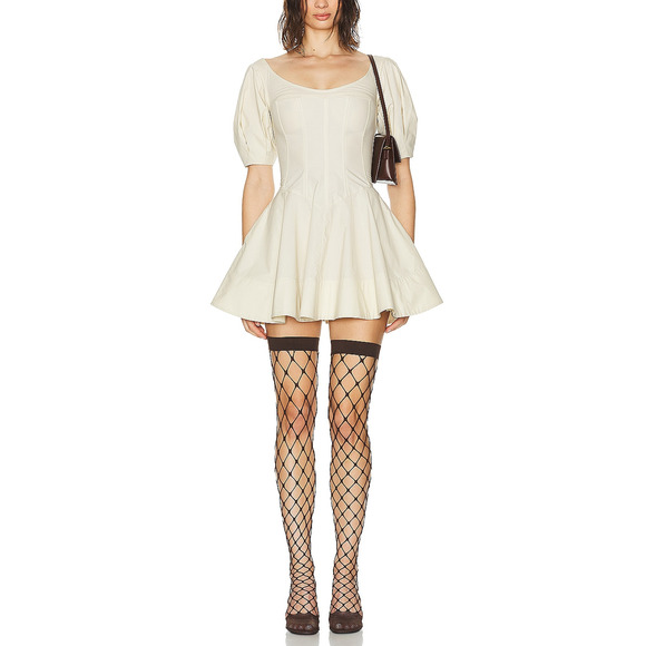 Helsa 'Poplin' White Poplin Sculptural Mini Dress Size M - Picture 1 of 5